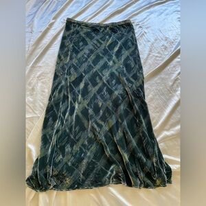 Vintage y2k Green Velvet Plaid Maxi Skirt Silk Sz 10 Academia Grunge Fairy